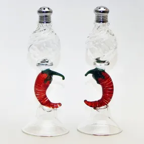 Chili Pepper 109 Blown Glass Salt and Pepper Shaker by Four Sisters Art Glass