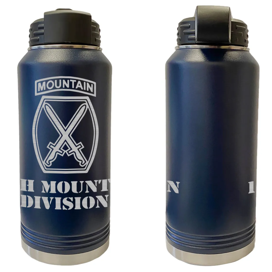 10th Mountain Division Laser Engraved Vacuum Sealed Water Bottles 32oz