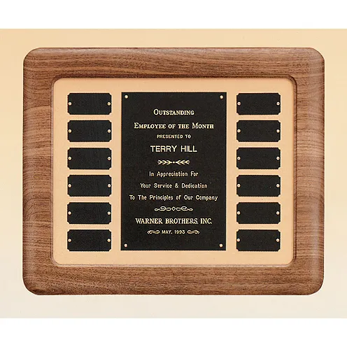 14" x 17" Perpetual Plaque with 12 Plates with Tan Velour