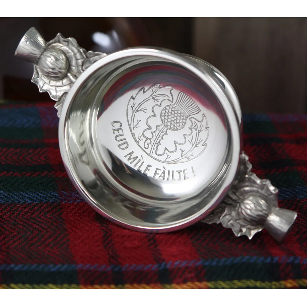 2.5 Inch Celtic Pewter Quaich Bowl - 'Ceud Mile Failte'