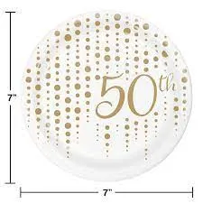 50TH ANNIVERSARY 7" SHINE PAPER PLATE