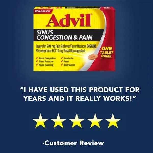 Advil Sinus Congestion & Pain Relief Ibuprofen Tablets - 10 Count