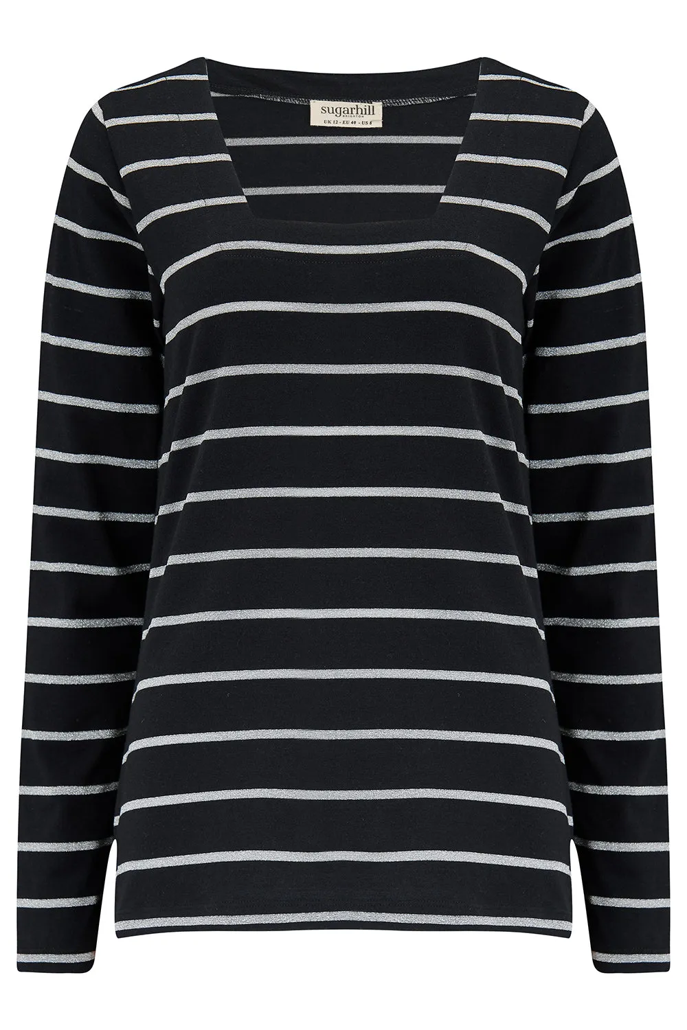 Albany Jersey Top - Black/Silver, Sparkle Stripe