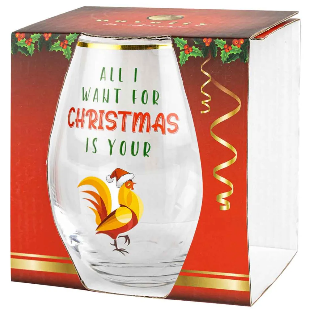 All I Want For Christmas Is Your Cock Stemless Wine Glass