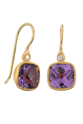 Amethyst & Diamond Drop Earrings