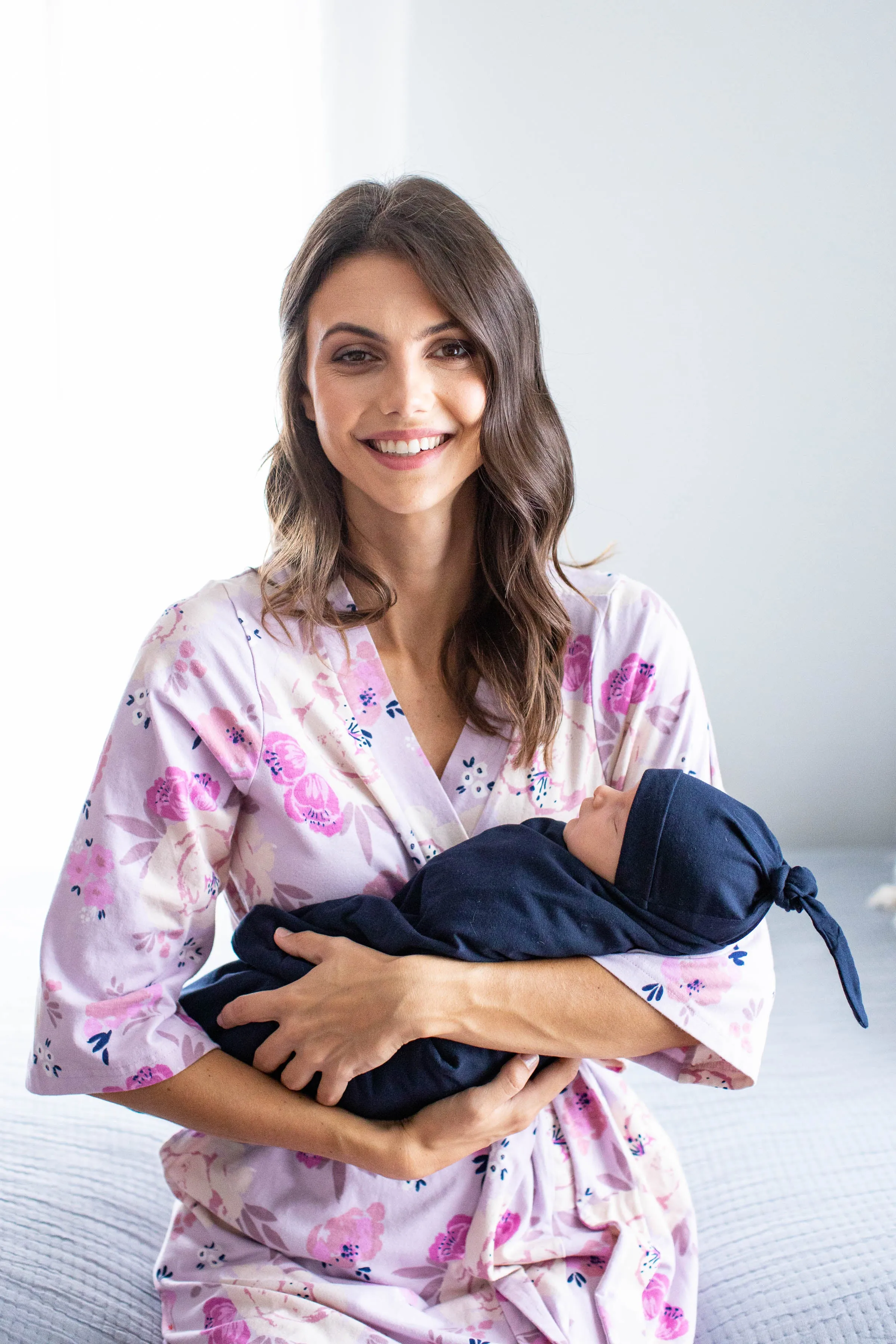 Anais Robe & Navy Swaddle Blanket Set