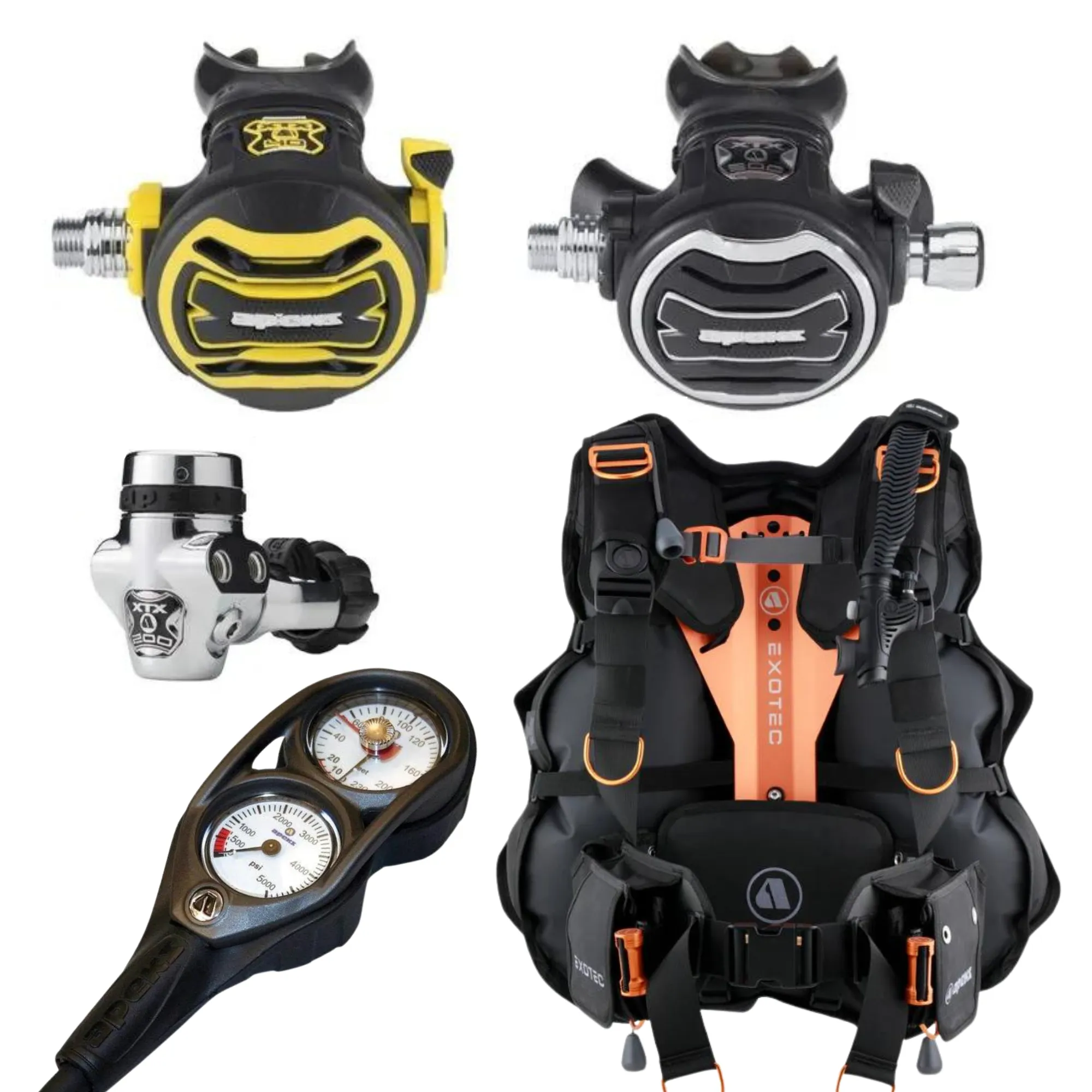 Apeks XTX200 & XTX40 Stage 4 Regulator Set and Apeks Exotec BCD Dive Package