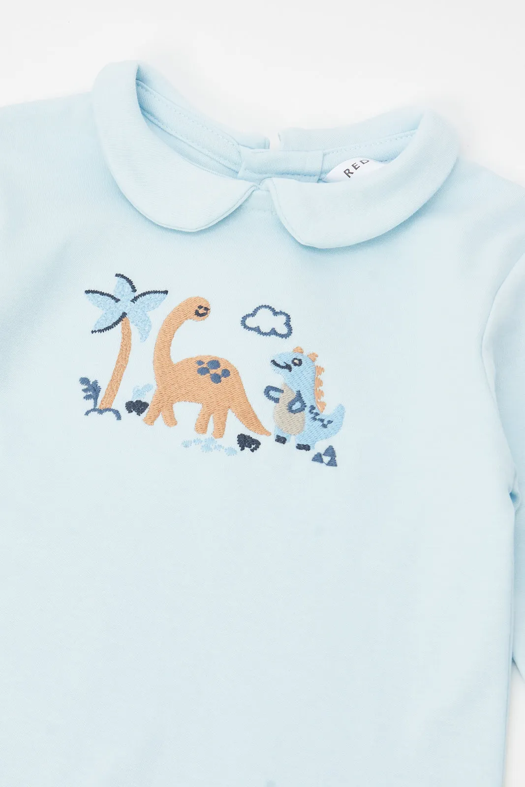 Baby Blue Embroidered Sleepsuit