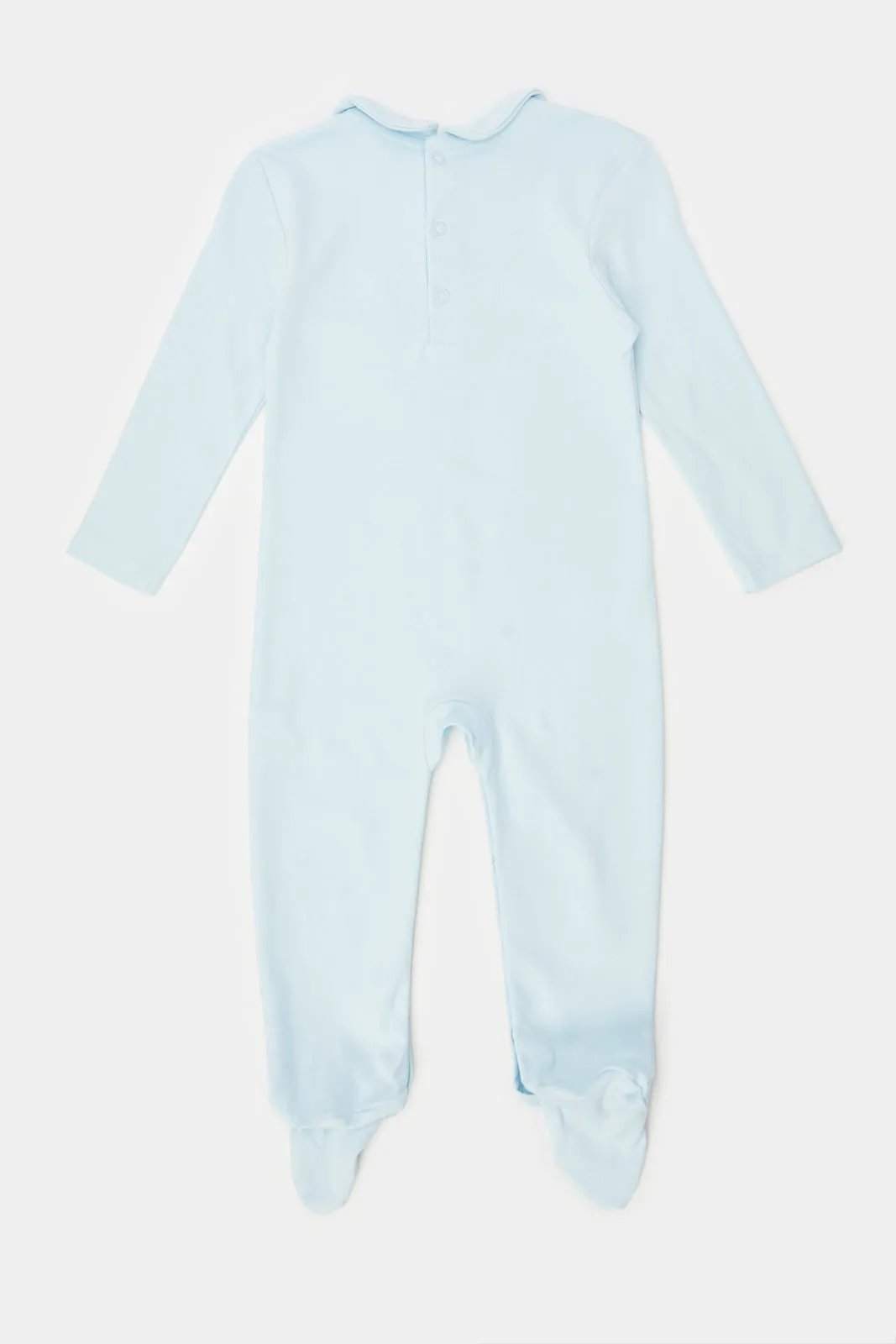 Baby Blue Embroidered Sleepsuit