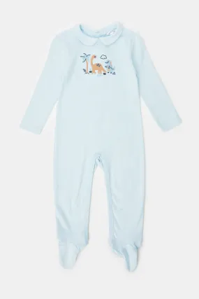 Baby Blue Embroidered Sleepsuit