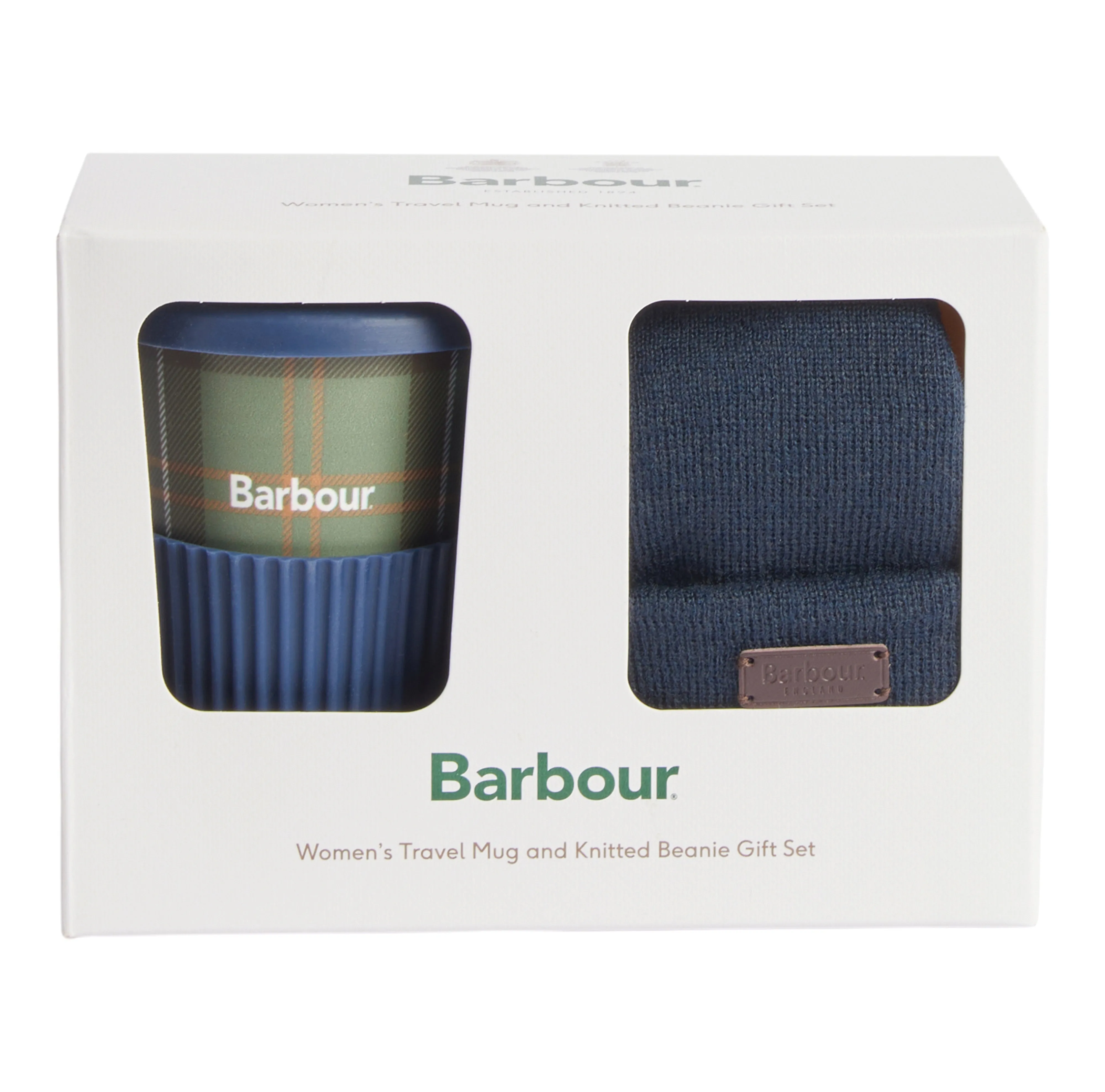 Barbour Travel Mug and Beanie Gift Set