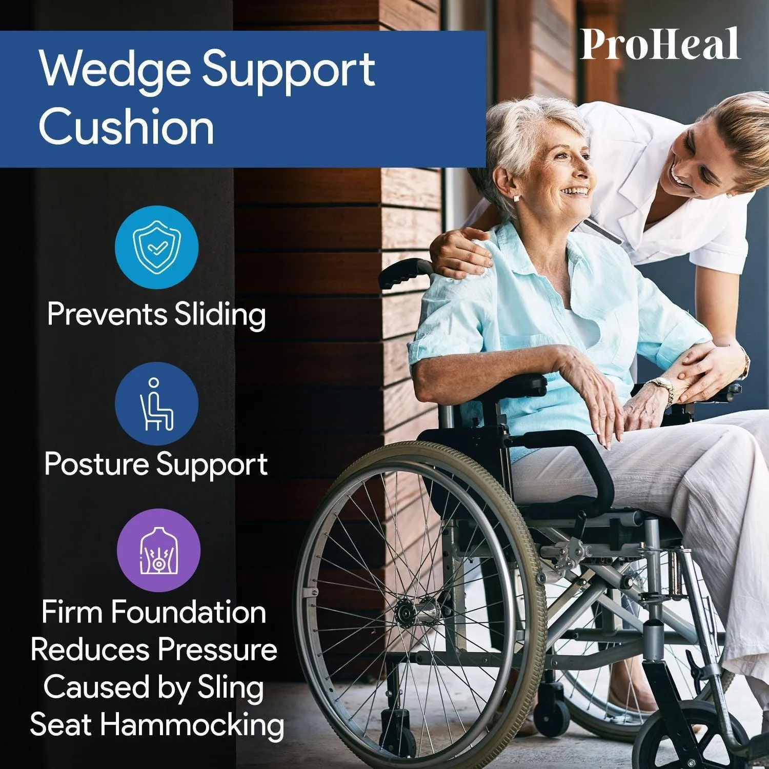 Bariatric Gel Wedge Wheelchair Seat Cushion For Pressure Relief - Prevents Sliding