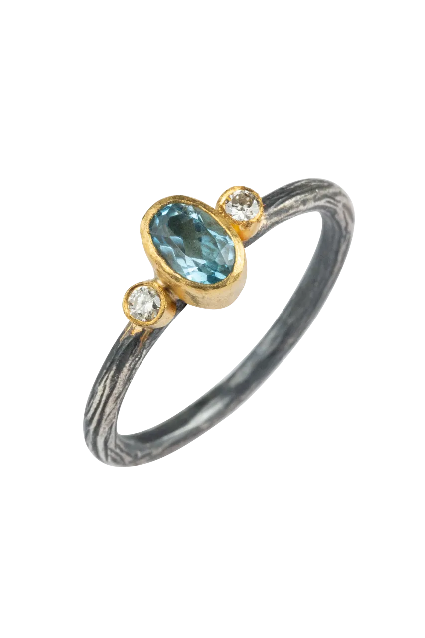 Blue Topaz & Diamond Ring