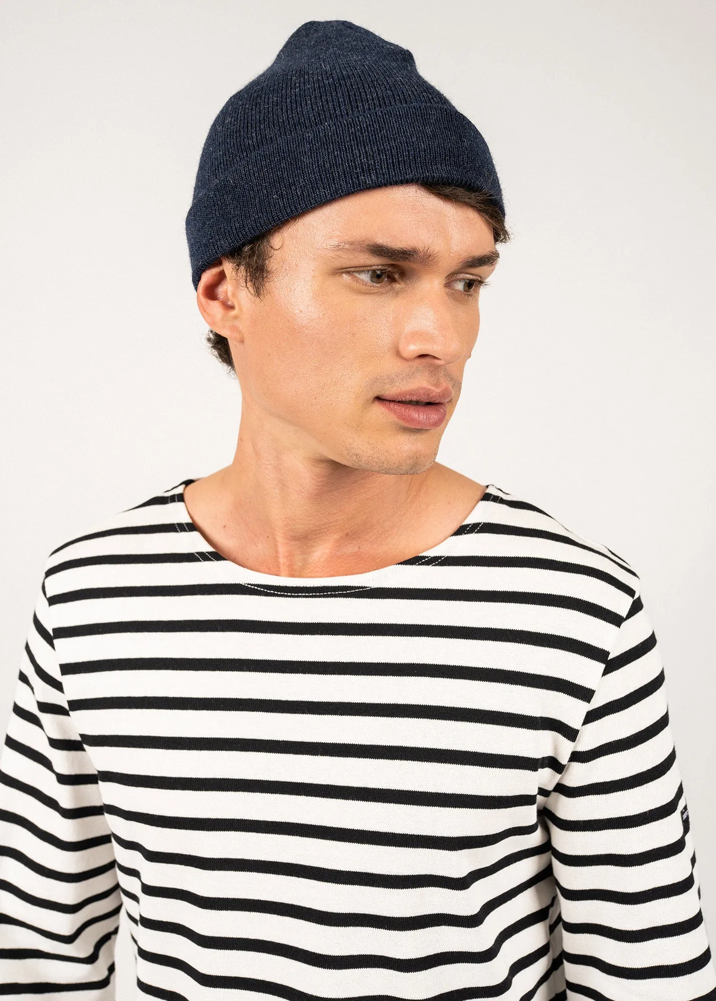 Bonnet de quart uni - en pure laine vierge (BLEU CHINE)