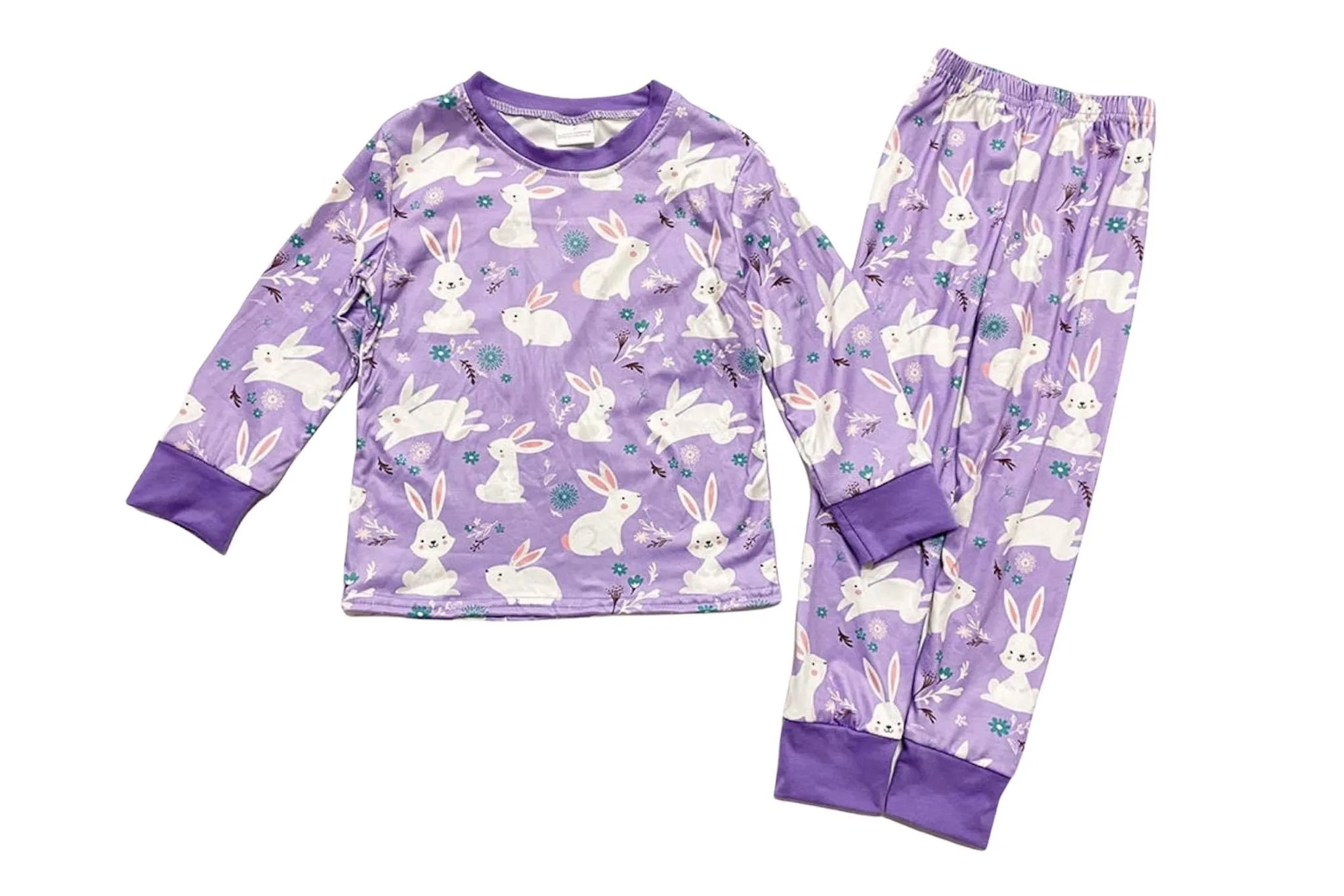 BUNNY PURPLE MILK SILK PJS