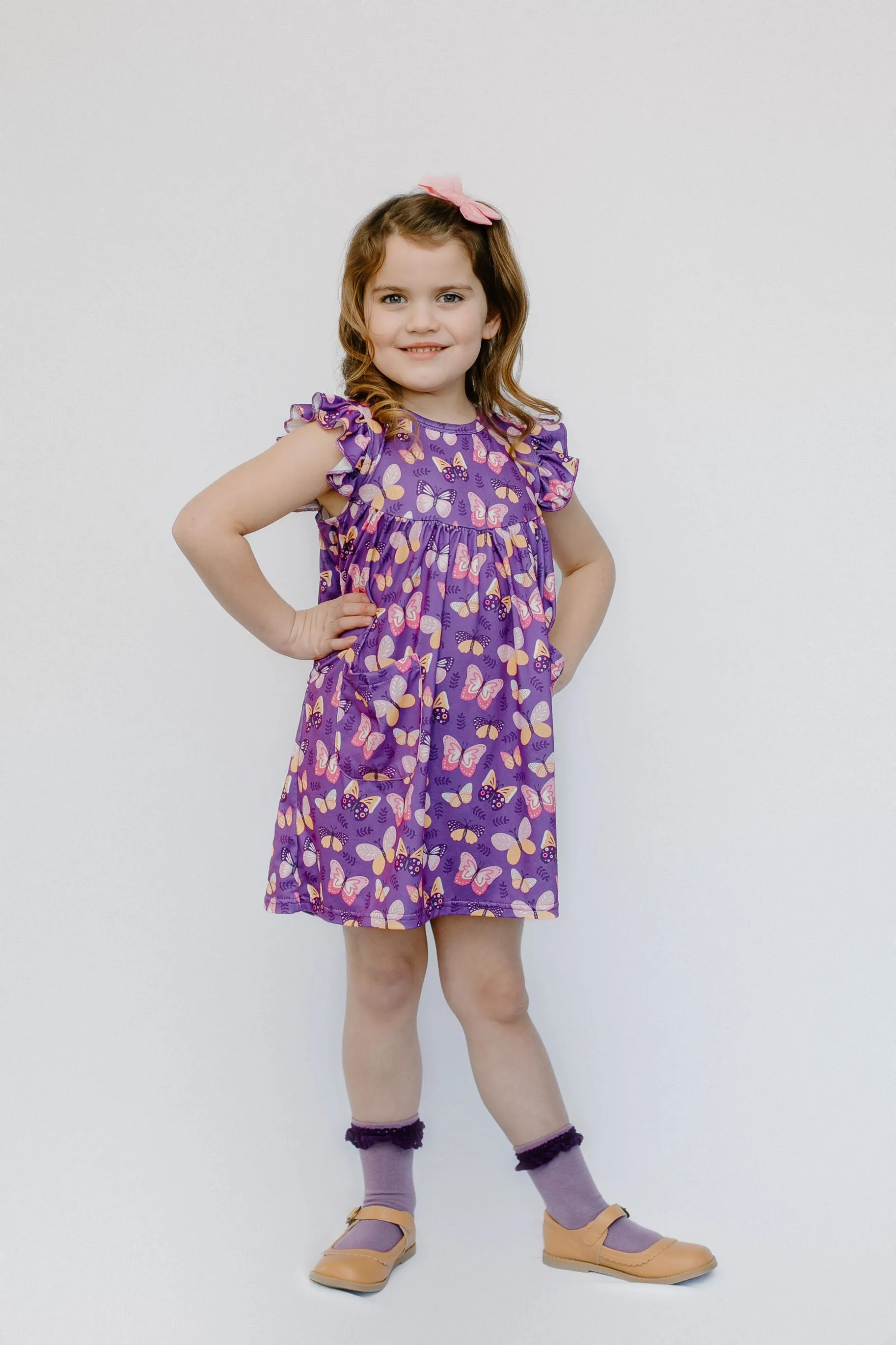 BUTTERFLY PEARL DRESS WITH POCKETS