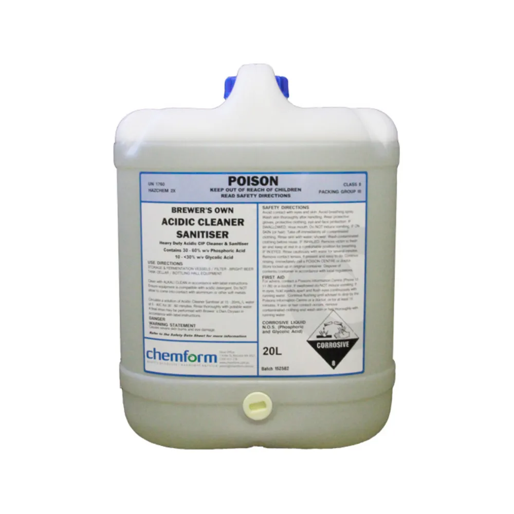 CHEMFORM BREWERS OWN ACIDIC CLEANER SANITISER 20L