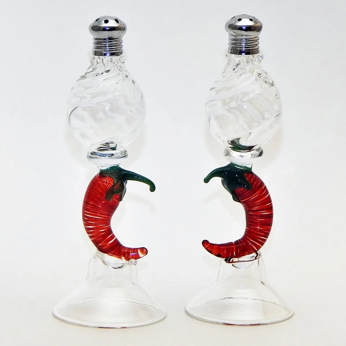 Chili Pepper 109 Blown Glass Salt and Pepper Shaker by Four Sisters Art Glass