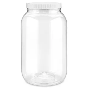 Clear PET Round Wide-Mouth Plastic Jars, 1 Gallon