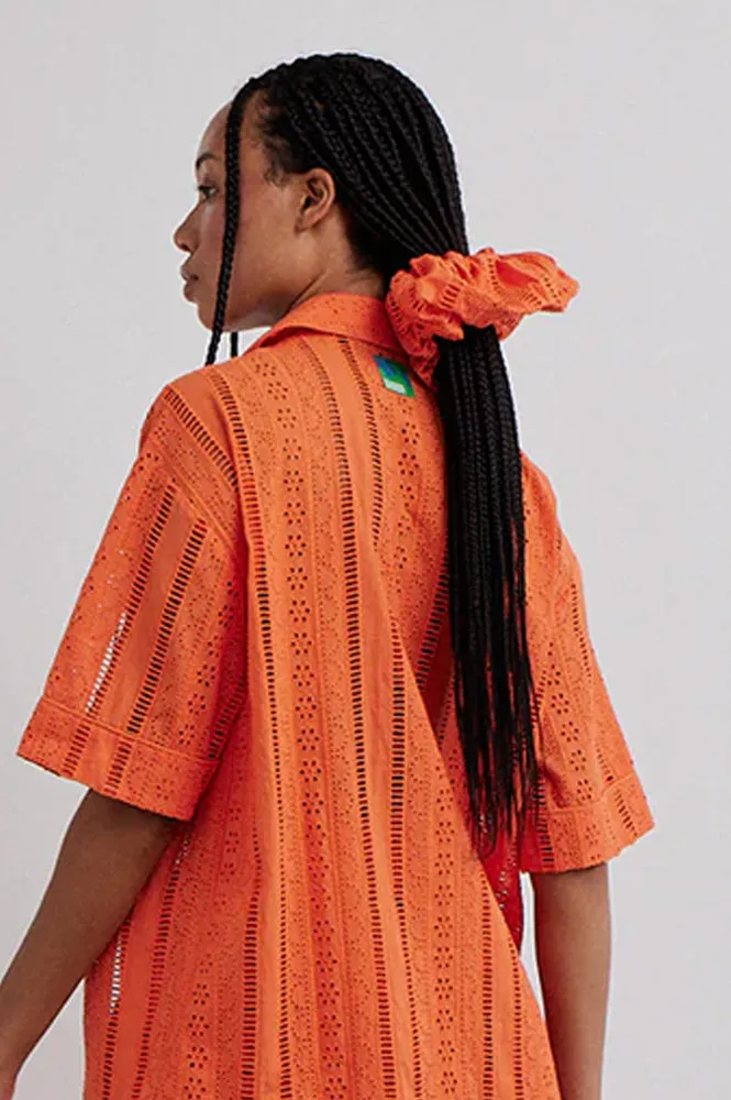 Damson Madder Broderie Orange Scrunchie