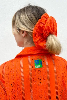 Damson Madder Broderie Orange Scrunchie