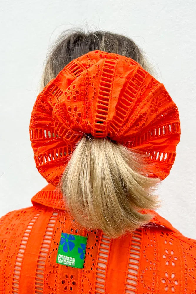 Damson Madder Broderie Orange Scrunchie