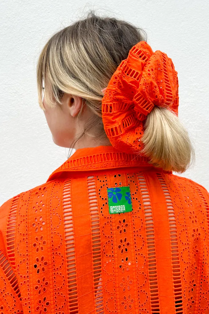 Damson Madder Broderie Orange Scrunchie