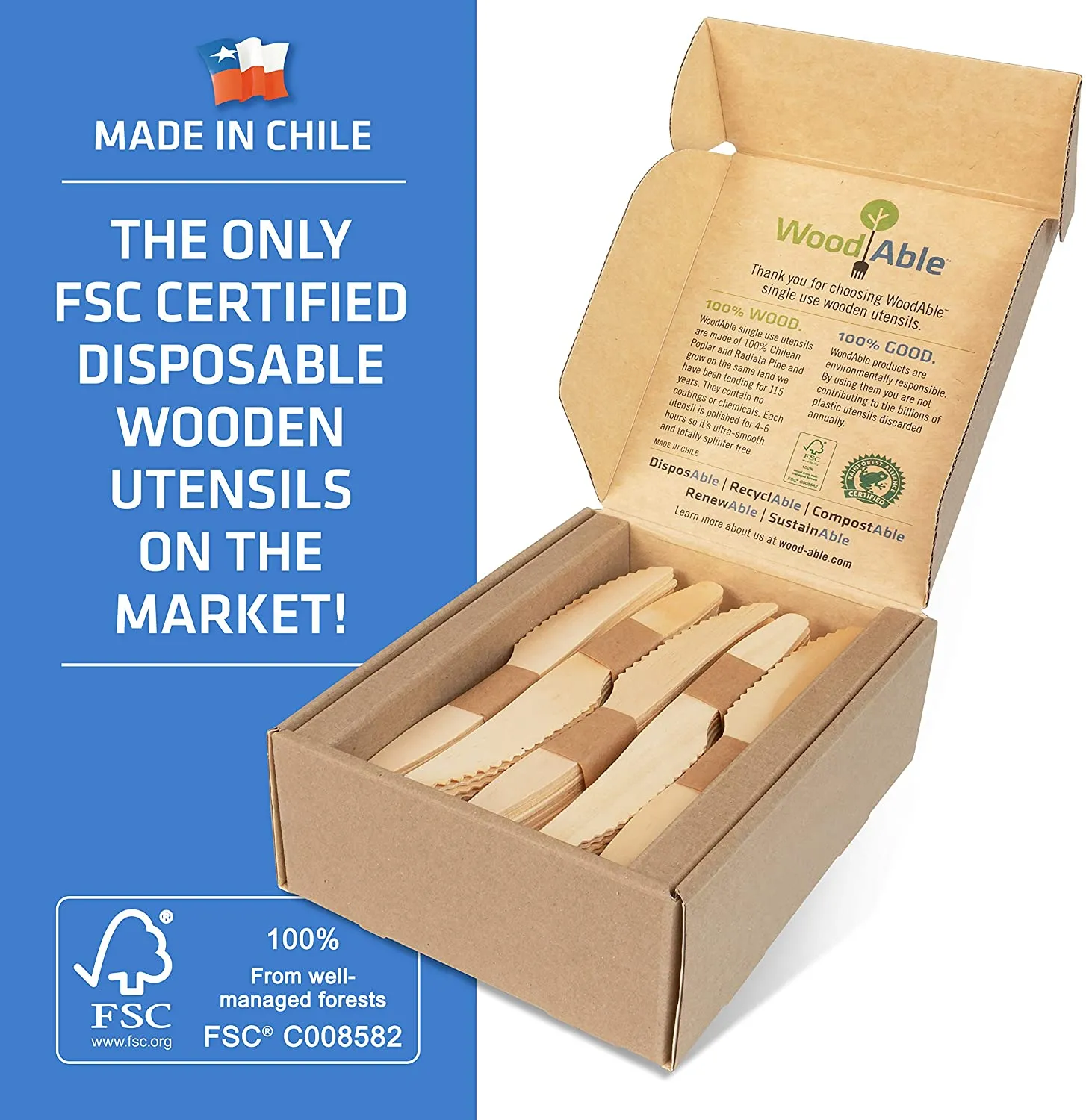 Disposable Wooden Forks, Spoons, Knives - Alternative to Plastic Cutlery - Eco Biodegradable