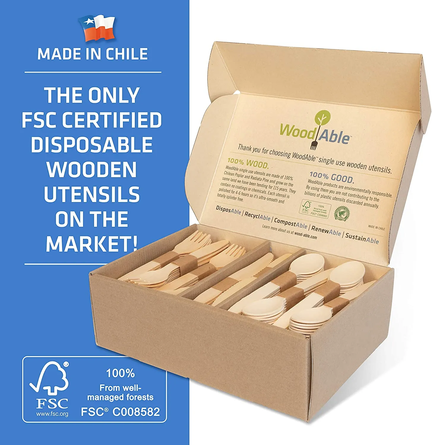 Disposable Wooden Forks, Spoons, Knives - Alternative to Plastic Cutlery - Eco Biodegradable