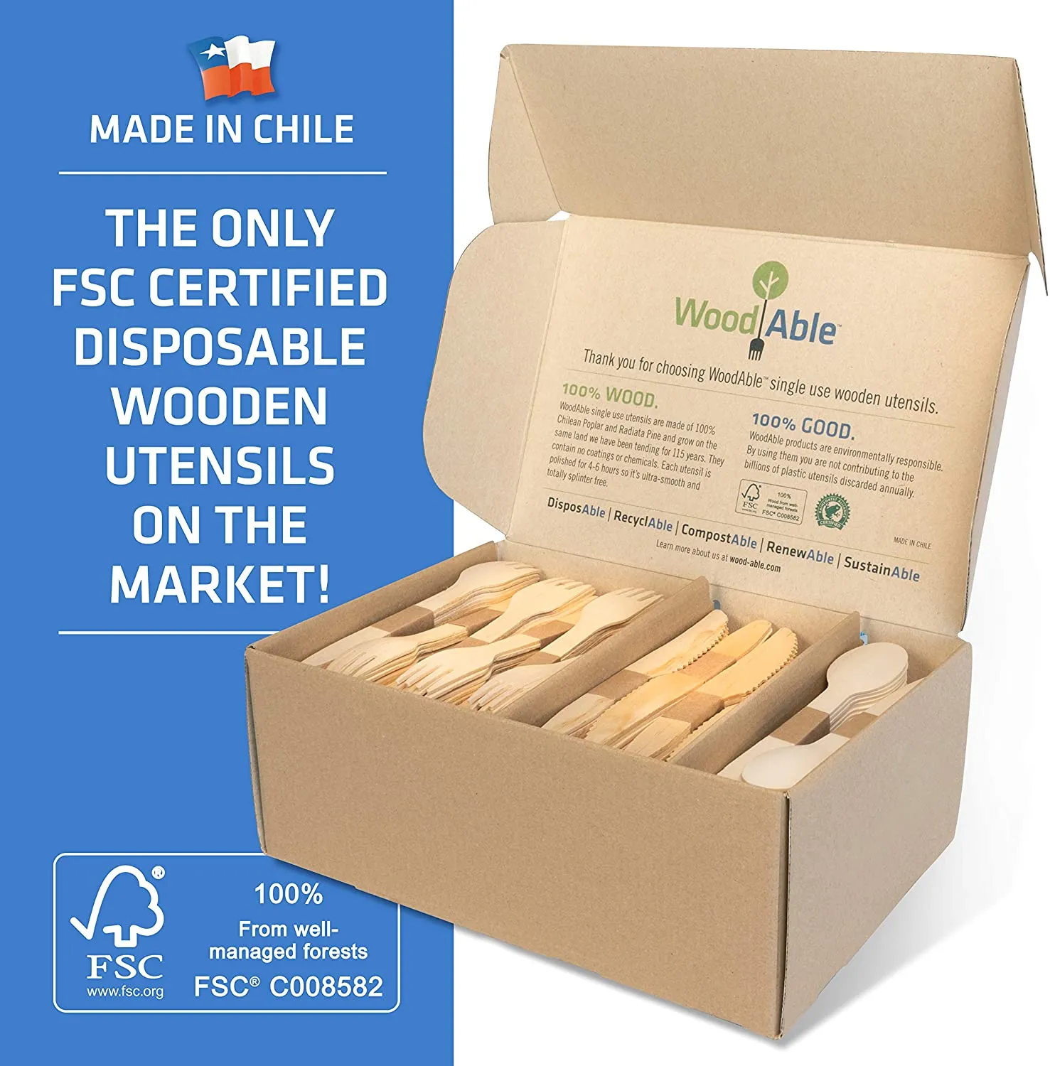 Disposable Wooden Forks, Spoons, Knives - Alternative to Plastic Cutlery - Eco Biodegradable