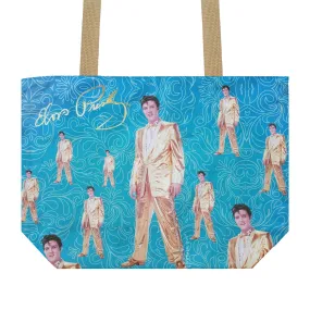 Elvis Repeat Gold Lame Tote Bag