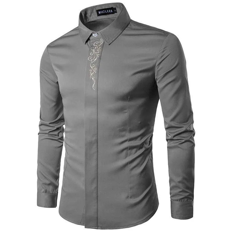 Floral Embroidered Slim Fit Shirt