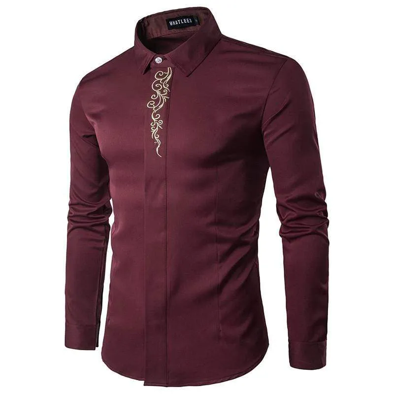 Floral Embroidered Slim Fit Shirt