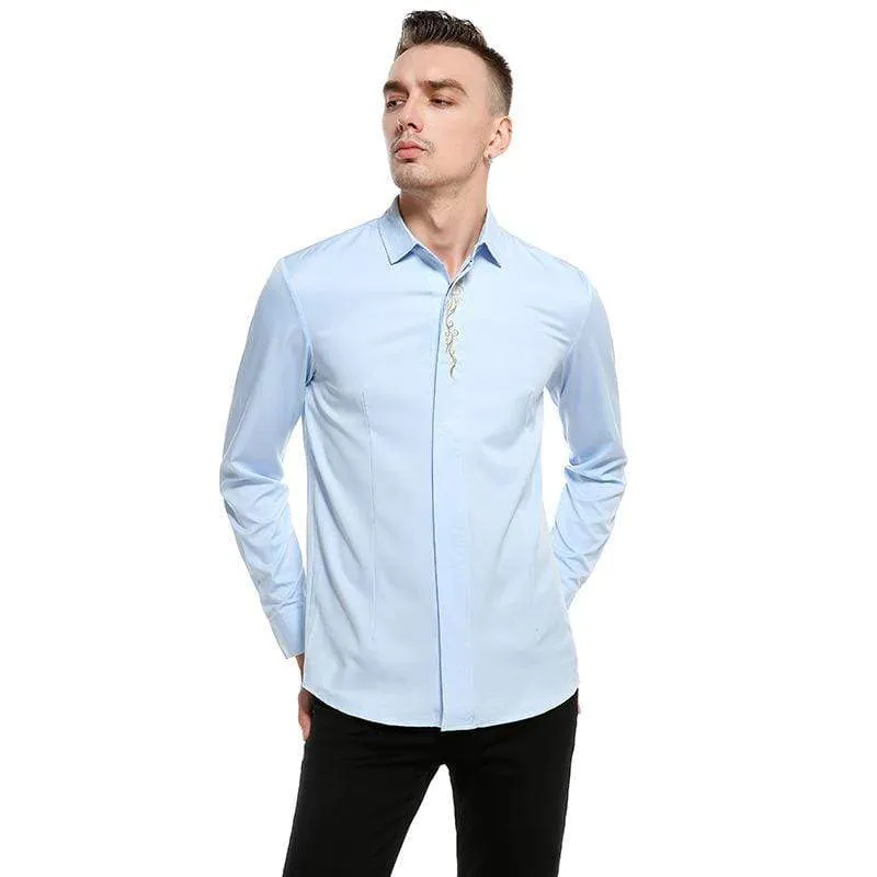 Floral Embroidered Slim Fit Shirt