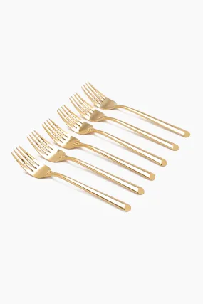 Fork Set - 6 Pcs - Gold