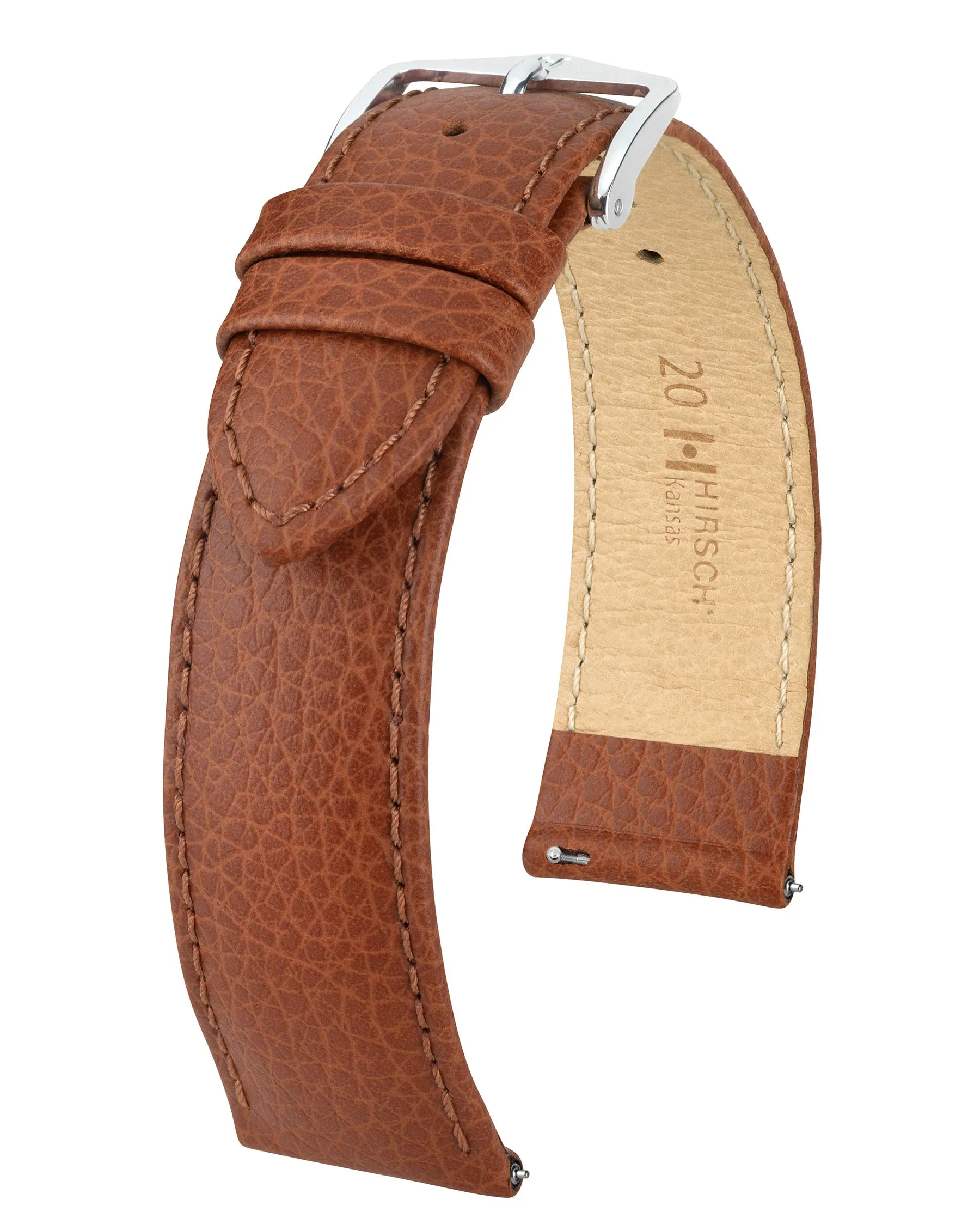 HIRSCH KANSAS Buffalo Grain Calfskin Watch Strap  015 02