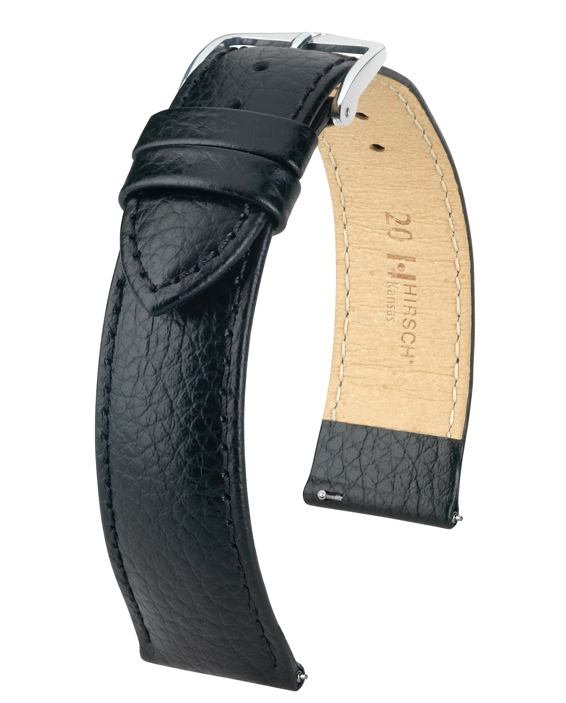 HIRSCH KANSAS Buffalo Grain Calfskin Watch Strap  015 02