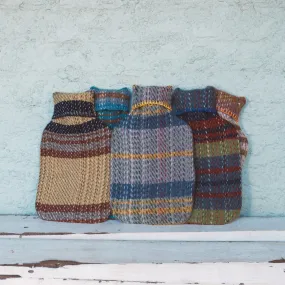 Hot Water Bottle with Plaid 100% Recycled Wool Cover