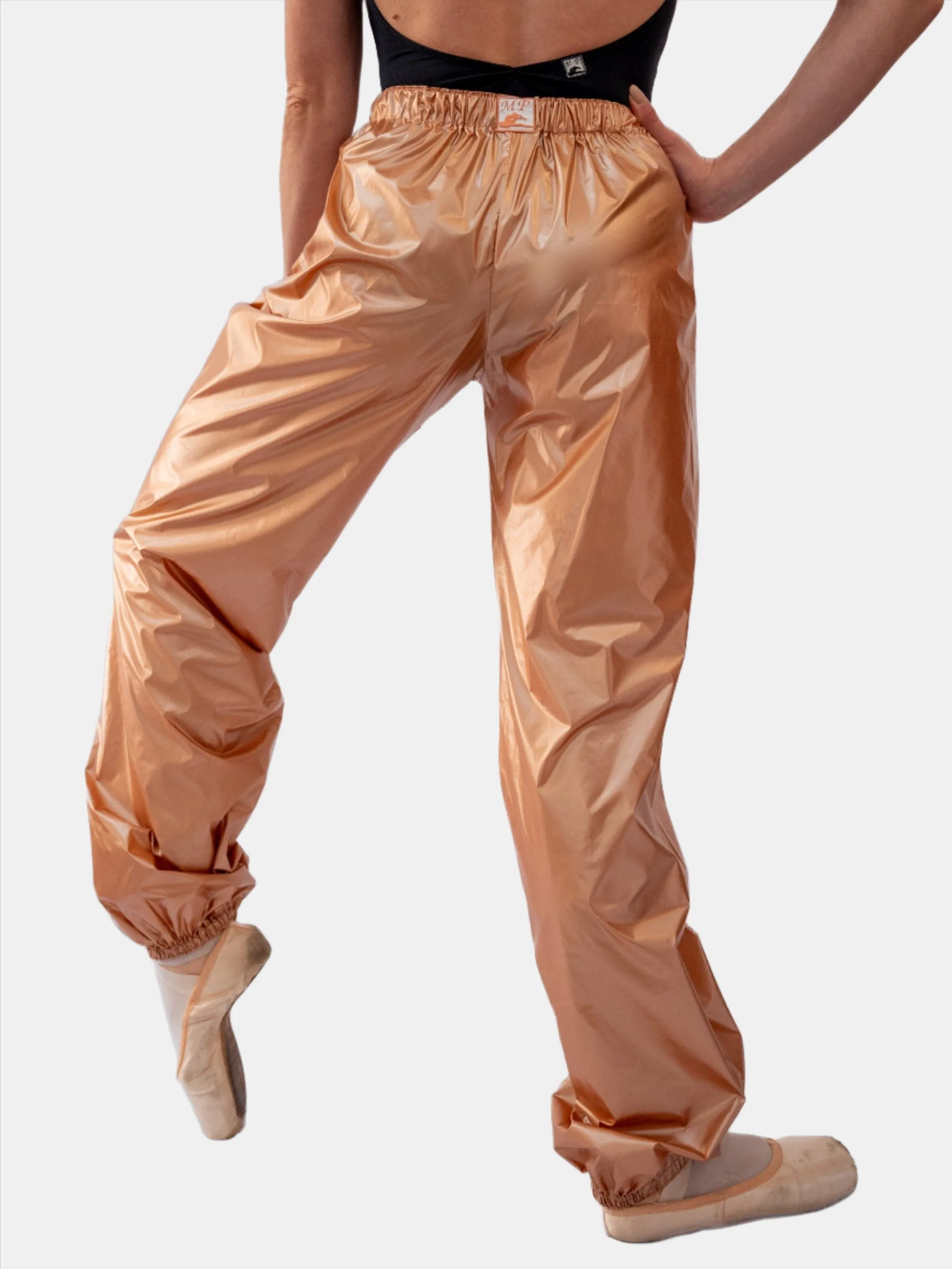 Laminate Peach Warm-Up Dance Trash Bag Pants MP5003