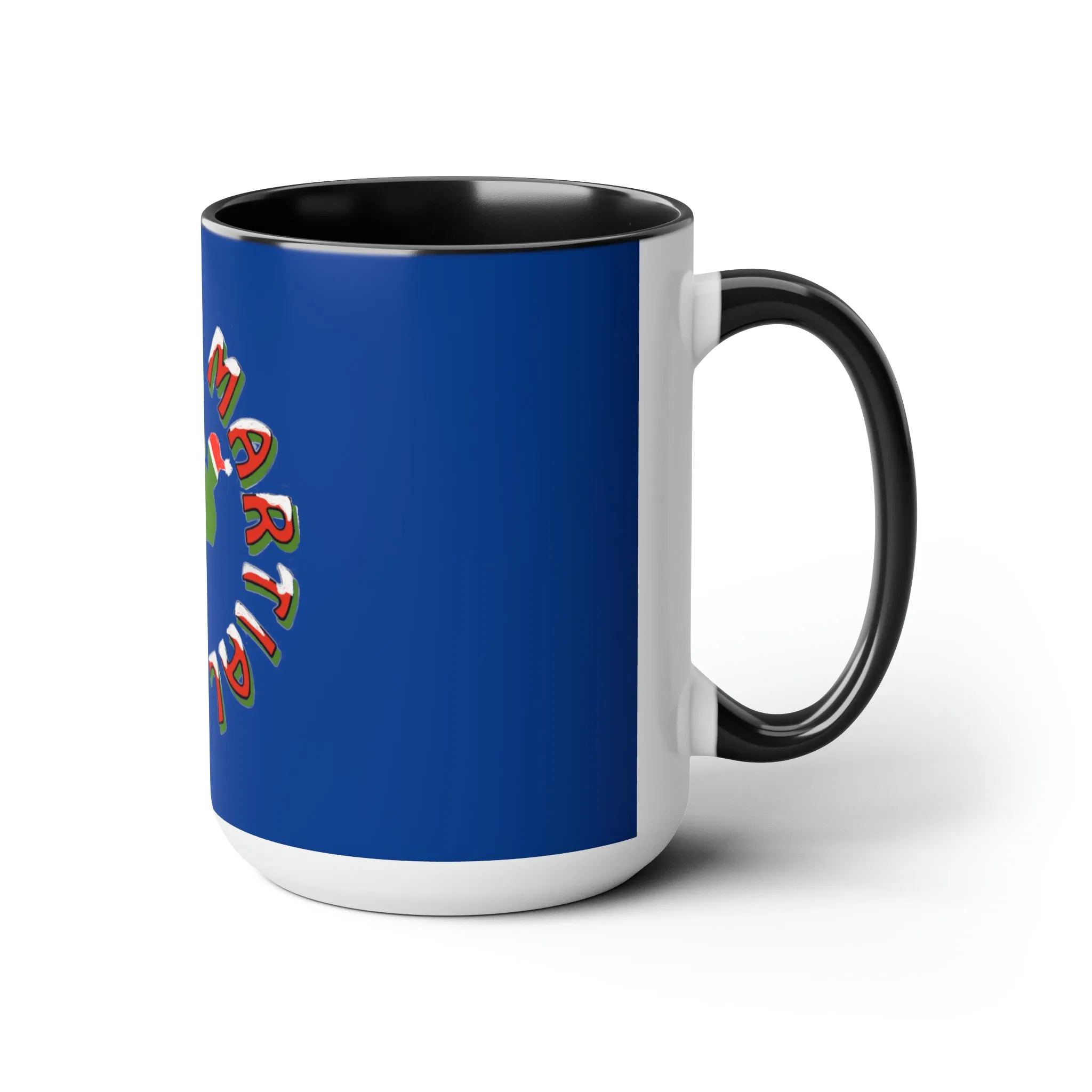 Link's Martial Arts Holiday Logo Two-Tone Coffee Mugs, 15oz