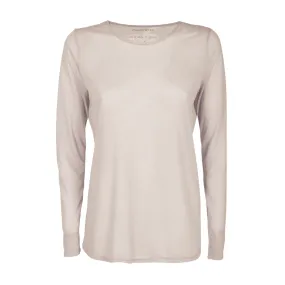 Long Sleeve Milk Crew Neck Top - Beige