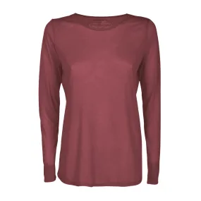 Long Sleeve Milk Crew Neck Top - Cranberry