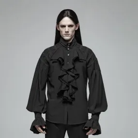 Men's Goth Ruffles Shirts With Mandarin Sleeves