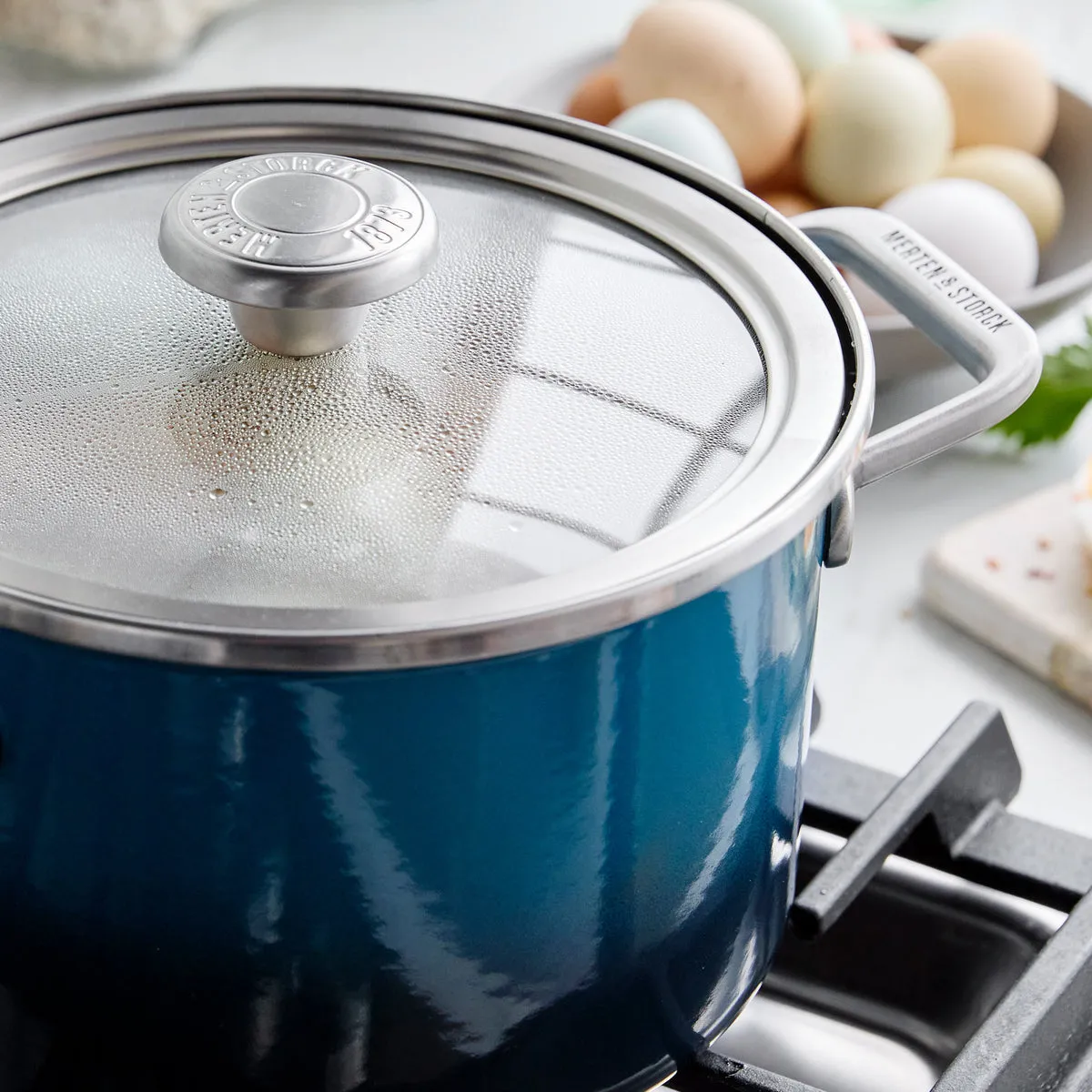 Merten & Storck Steel Core Enameled 4-Quart Stockpot with Lid | Aegean Teal