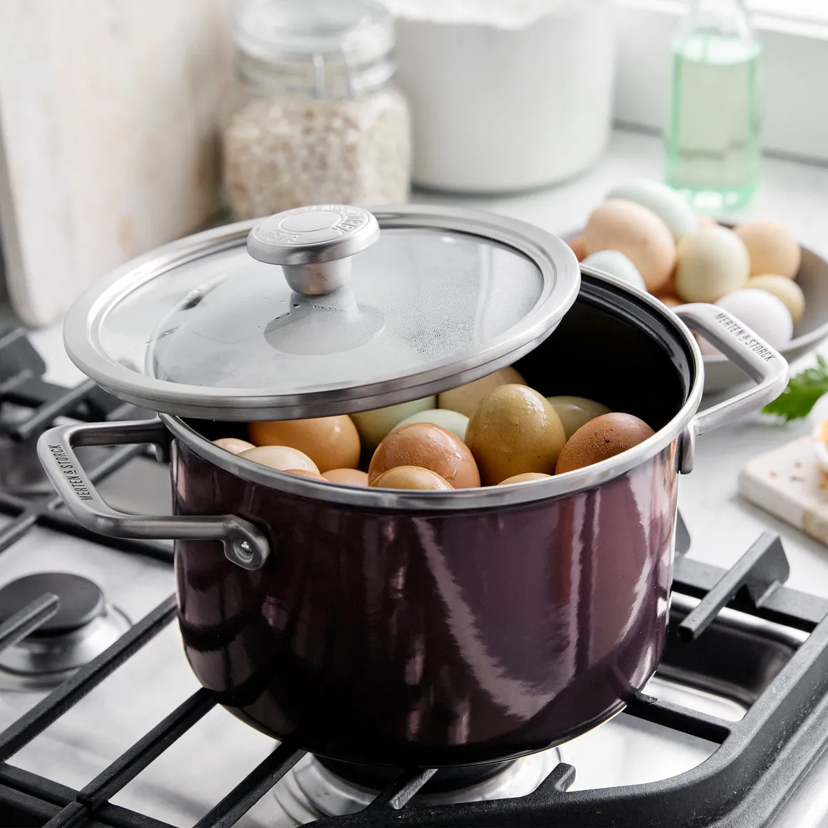 Merten & Storck Steel Core Enameled 4-Quart Stockpot with Lid | Chocolate Truffle