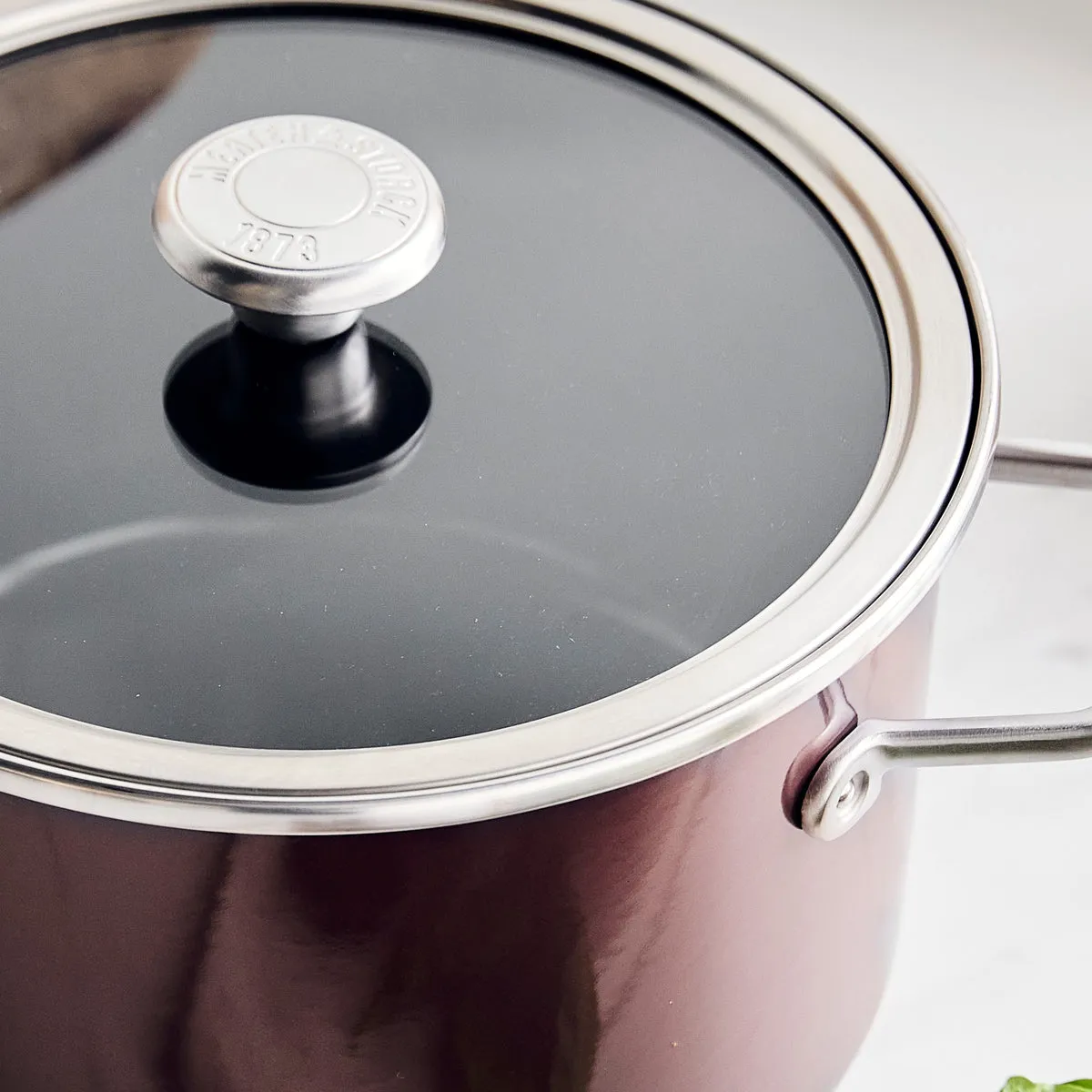 Merten & Storck Steel Core Enameled 4-Quart Stockpot with Lid | Chocolate Truffle