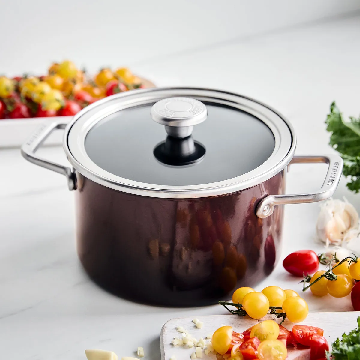 Merten & Storck Steel Core Enameled 4-Quart Stockpot with Lid | Chocolate Truffle