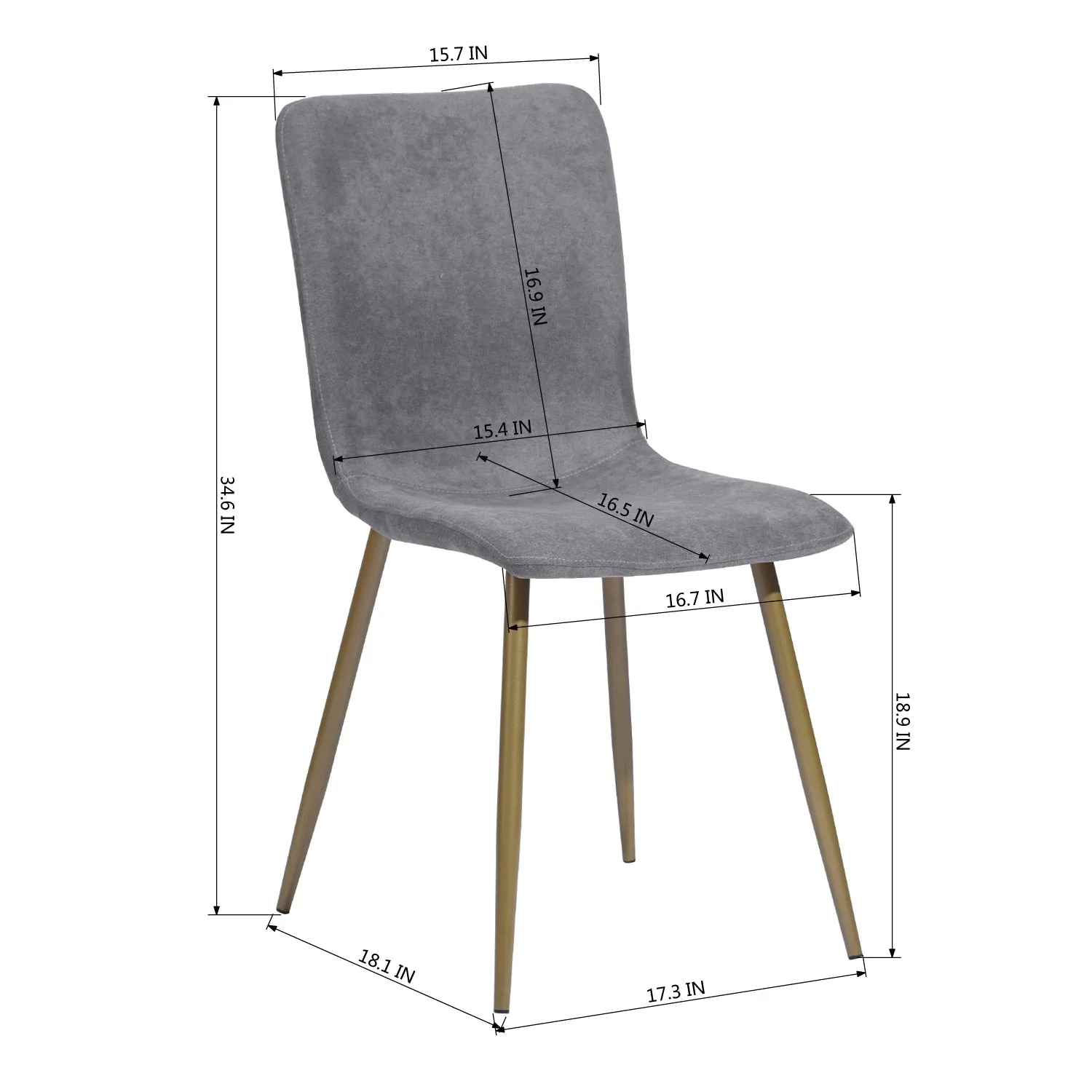 Modren Dining Chairs Set of 4,with Fabric Seat & Back with Golden Legs for Dining Room