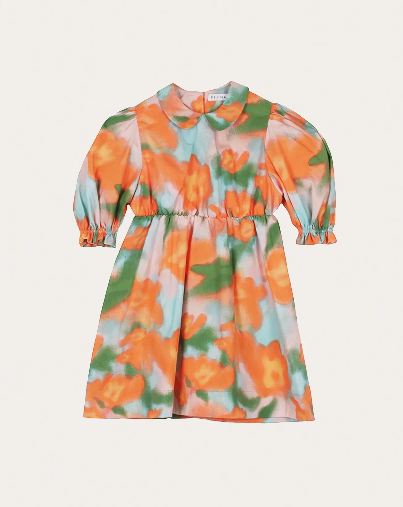 Nora Dress Organic Cotton Floral Orange