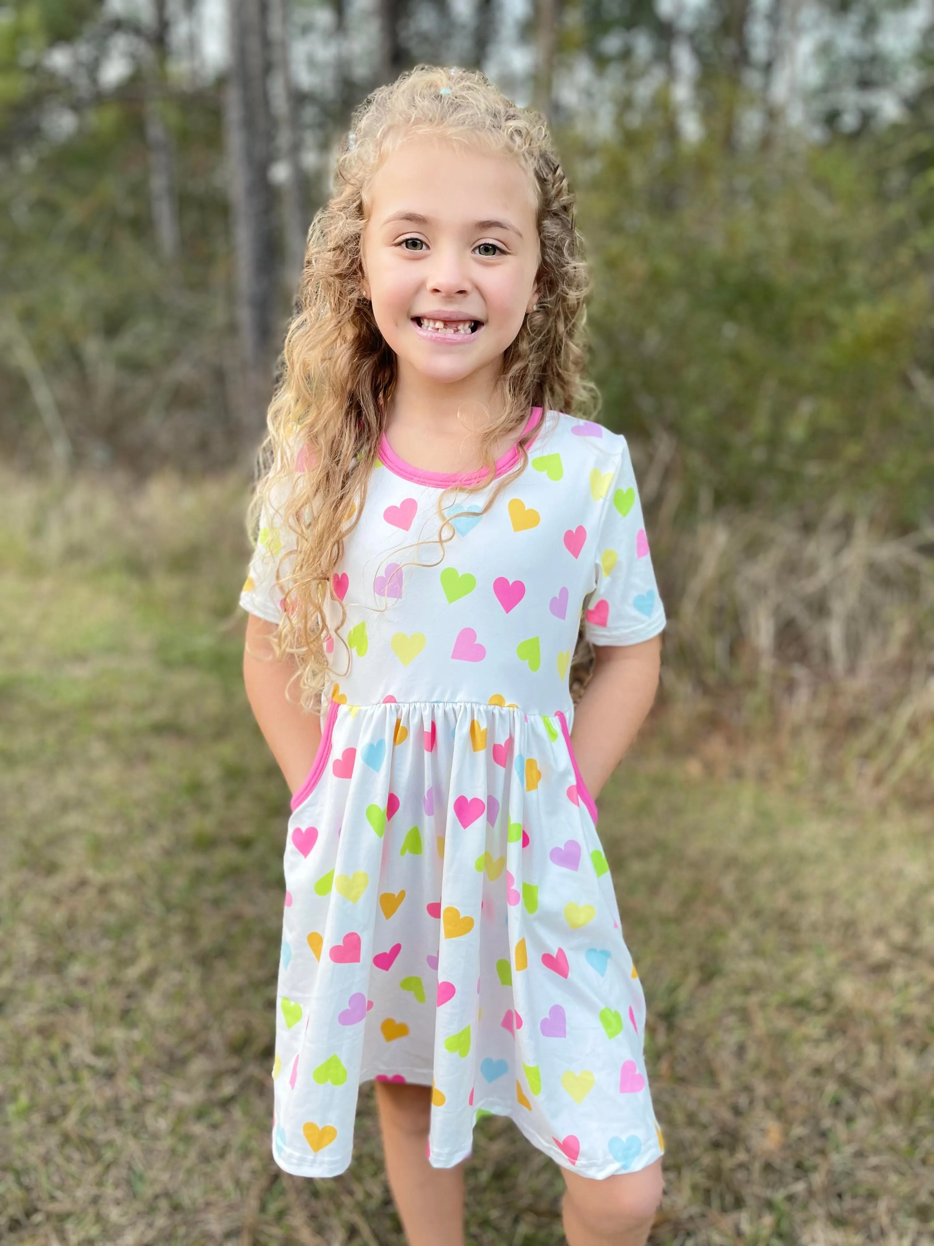 PASTEL HEARTS DRESS WITH POCKETS